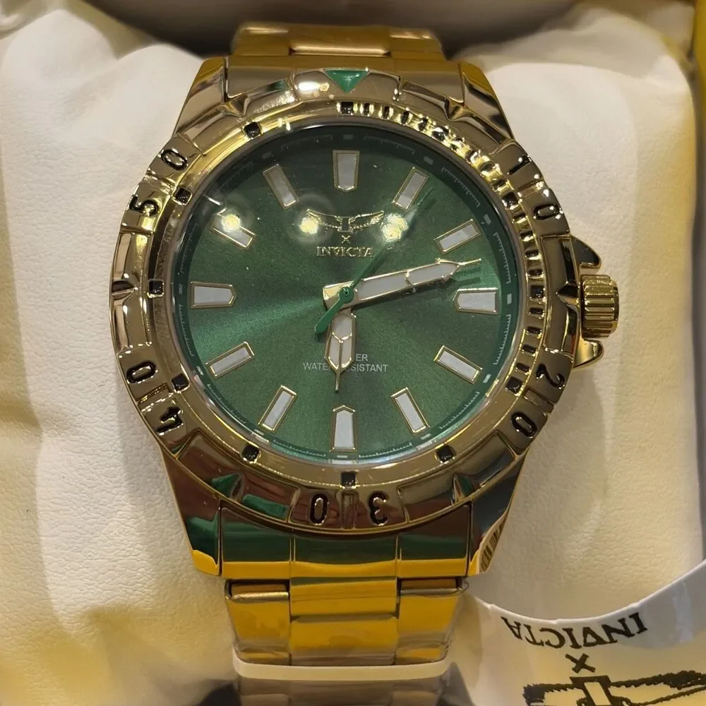Invicta Specialty 69034 42mm Men’s Quartz Watch With Green Dial Gold